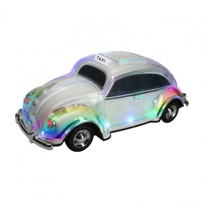 Crystal Clear Beetle Style Design Taxi Car Portable Bluetooth SPEAKER WS1937 (White)